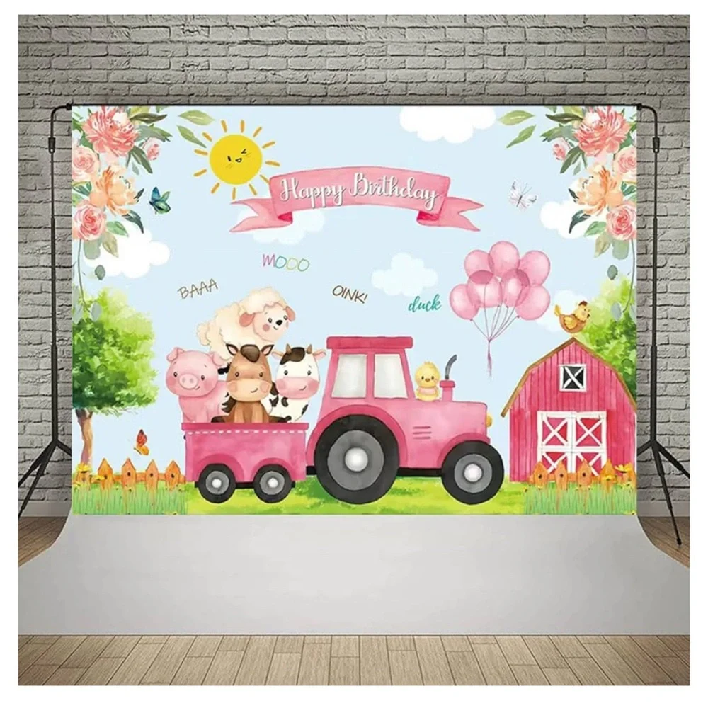 Farm Animals Happy Birthday Backdrop 3 x 5,Newborn Baby Birthday